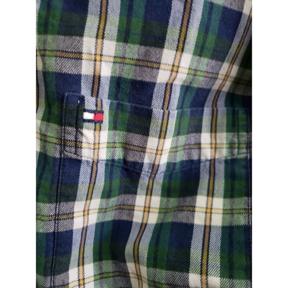 Upcycled Acid Washed Distressed Acid Dyed Tommy Hilfiger Flannel Shirt  Size L - Picture 3 of 6